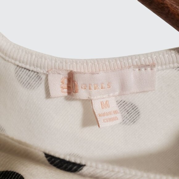 EUC GB Girls White Black Polka Dot Romper Pockets Tie Shoulder Accent Medium - Picture 3 of 9